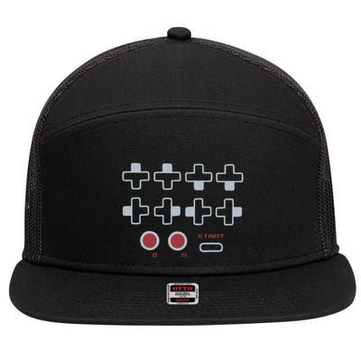 Cheat Code Contra Password Retro Game Gamer Gaming 7 Panel Mesh Trucker Snapback Hat