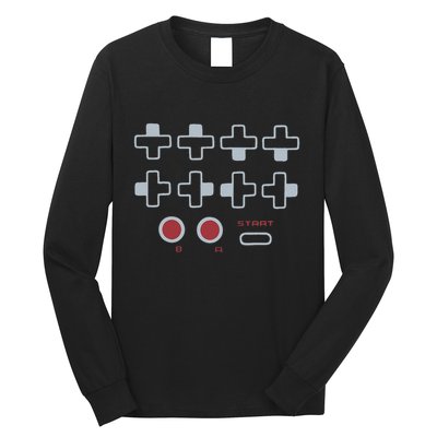 Cheat Code Contra Password Retro Game Gamer Gaming Long Sleeve Shirt