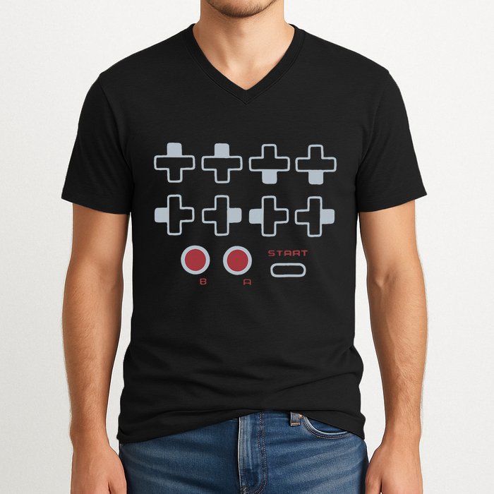 Cheat Code Contra Password Retro Game Gamer Gaming V-Neck T-Shirt