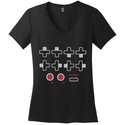 Cheat Code Contra Password Retro Game Gamer Gaming Women's V-Neck T-Shirt