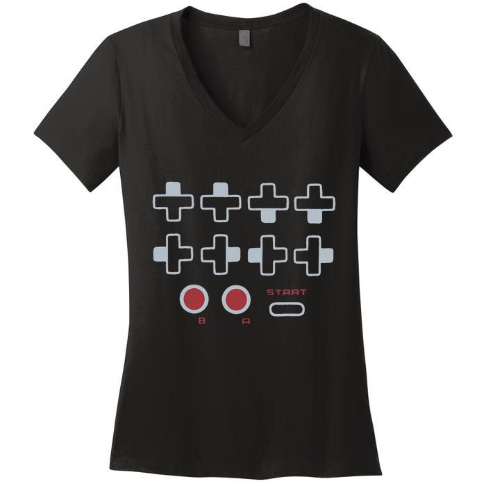 Cheat Code Contra Password Retro Game Gamer Gaming Women's V-Neck T-Shirt