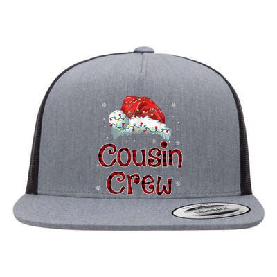 Christmas Cousin Crew Buffalo Red Plaid Pajamas Family Xmas Flat Bill Trucker Hat