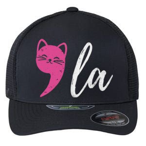 Cute Cat Comma La Kamala Harris For President 2024 Election Flexfit Unipanel Trucker Cap