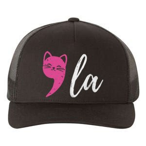 Cute Cat Comma La Kamala Harris For President 2024 Election Yupoong Adult 5-Panel Trucker Hat