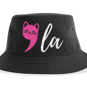 Cute Cat Comma La Kamala Harris For President 2024 Election Sustainable Bucket Hat