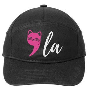 Cute Cat Comma La Kamala Harris For President 2024 Election 7-Panel Snapback Hat