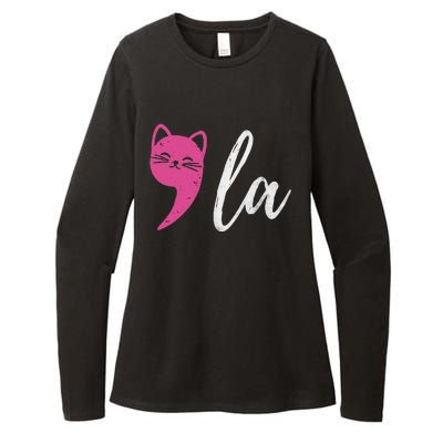 Cute Cat Comma La Kamala Harris For President 2024 Election Womens CVC Long Sleeve Shirt