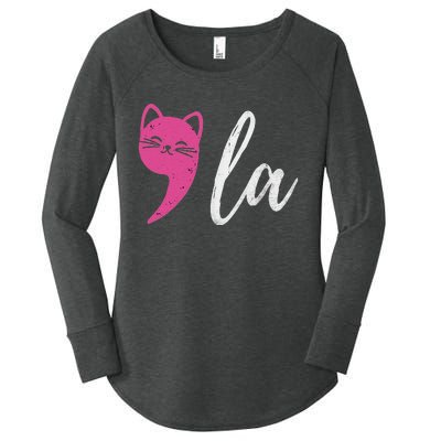 Cute Cat Comma La Kamala Harris For President 2024 Election Women's Perfect Tri Tunic Long Sleeve Shirt