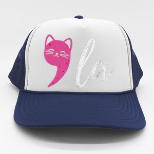 Cute Cat Comma La Kamala Harris For President 2024 Election Trucker Hat