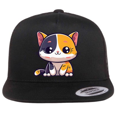 Calico Cat Cute Kitty Pet Kitten Owner Purr Meow Mom Mother Flat Bill Trucker Hat