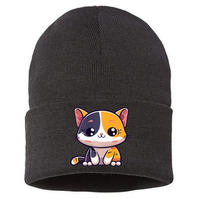 Calico Cat Cute Kitty Pet Kitten Owner Purr Meow Mom Mother Sustainable Knit Beanie