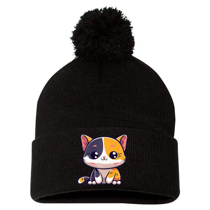 Calico Cat Cute Kitty Pet Kitten Owner Purr Meow Mom Mother Pom Pom 12in Knit Beanie