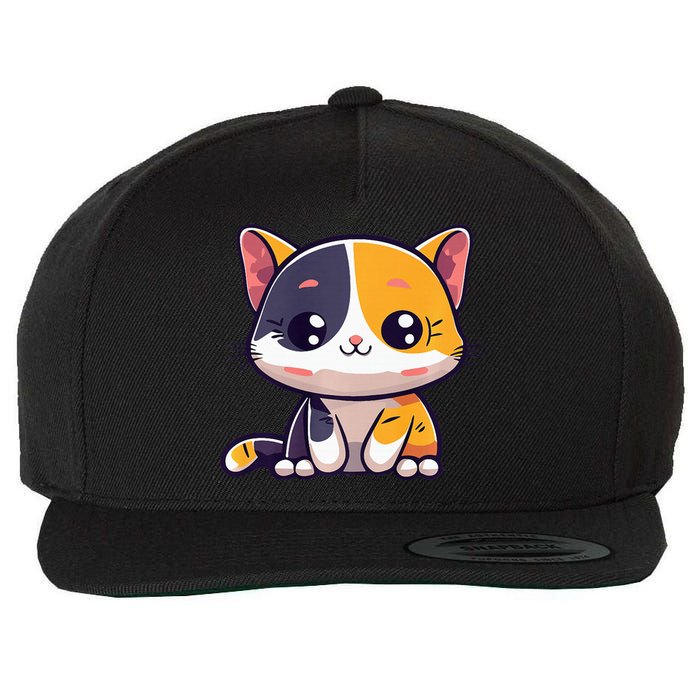 Calico Cat Cute Kitty Pet Kitten Owner Purr Meow Mom Mother Wool Snapback Cap