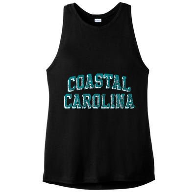 Coastal Carolina Chanticleers Retro Arch Logo Ladies PosiCharge Tri-Blend Wicking Tank