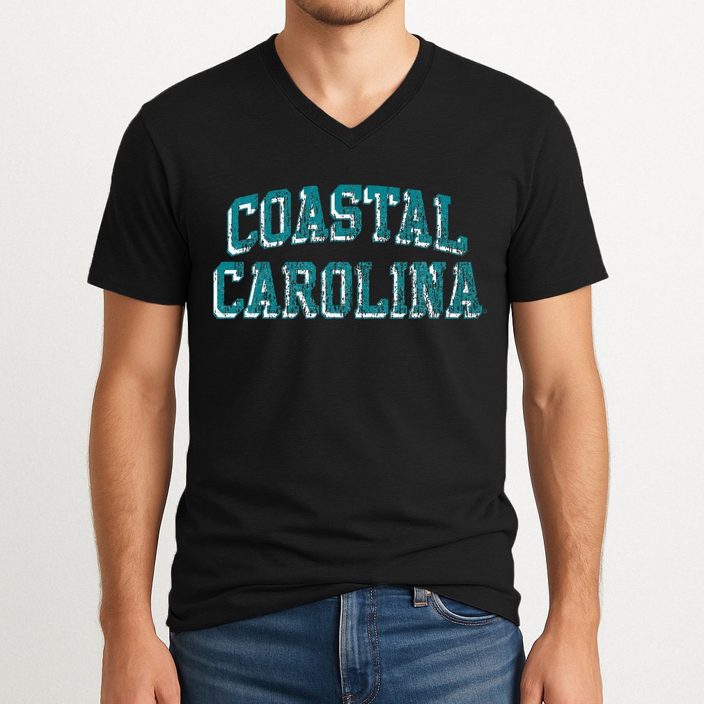 Coastal Carolina Chanticleers Retro Arch Logo V-Neck T-Shirt