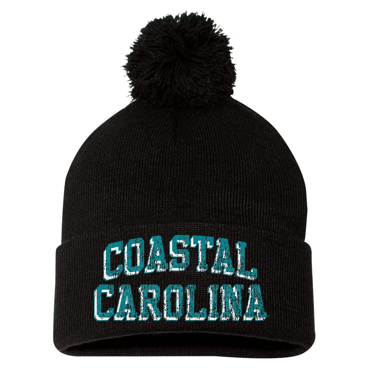 Coastal Carolina Chanticleers Retro Arch Logo Pom Pom 12in Knit Beanie