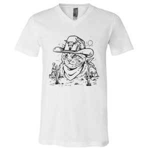 Cowboy Cat Cowboy Cat Kitty Country Western V-Neck T-Shirt