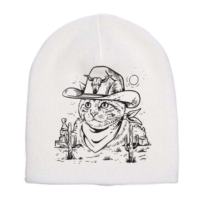 Cowboy Cat Cowboy Cat Kitty Country Western Short Acrylic Beanie