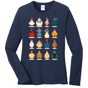 Cute Chicken Ladies Long Sleeve Shirt