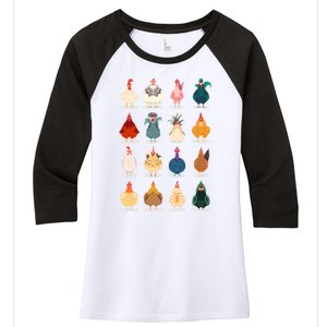 Cute Chicken Women's Tri-Blend 3/4-Sleeve Raglan Shirt