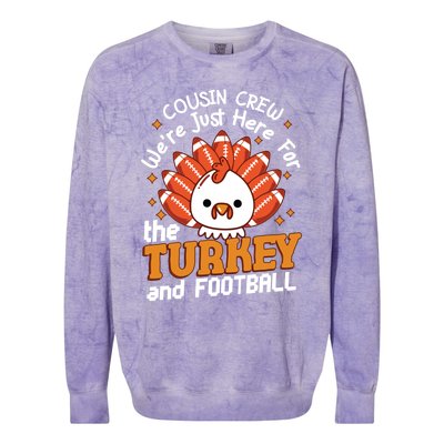 Cousin Crew Cute Turkey Football Feathers Happy Thanksgiving Gift Colorblast Crewneck Sweatshirt