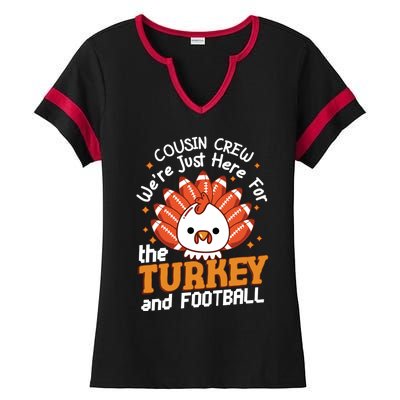 Cousin Crew Cute Turkey Football Feathers Happy Thanksgiving Gift Ladies Halftime Notch Neck Tee