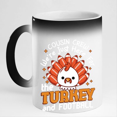 Cousin Crew Cute Turkey Football Feathers Happy Thanksgiving Gift 11oz Black Color Changing Mug