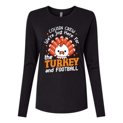 Cousin Crew Cute Turkey Football Feathers Happy Thanksgiving Gift Womens Cotton Relaxed Long Sleeve T-Shirt