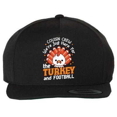 Cousin Crew Cute Turkey Football Feathers Happy Thanksgiving Gift Wool Snapback Cap