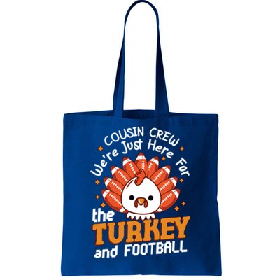 Cousin Crew Cute Turkey Football Feathers Happy Thanksgiving Gift Tote Bag