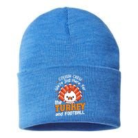 Cousin Crew Cute Turkey Football Feathers Happy Thanksgiving Gift Sustainable Knit Beanie