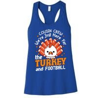 Cousin Crew Cute Turkey Football Feathers Happy Thanksgiving Gift Women's Racerback Tank