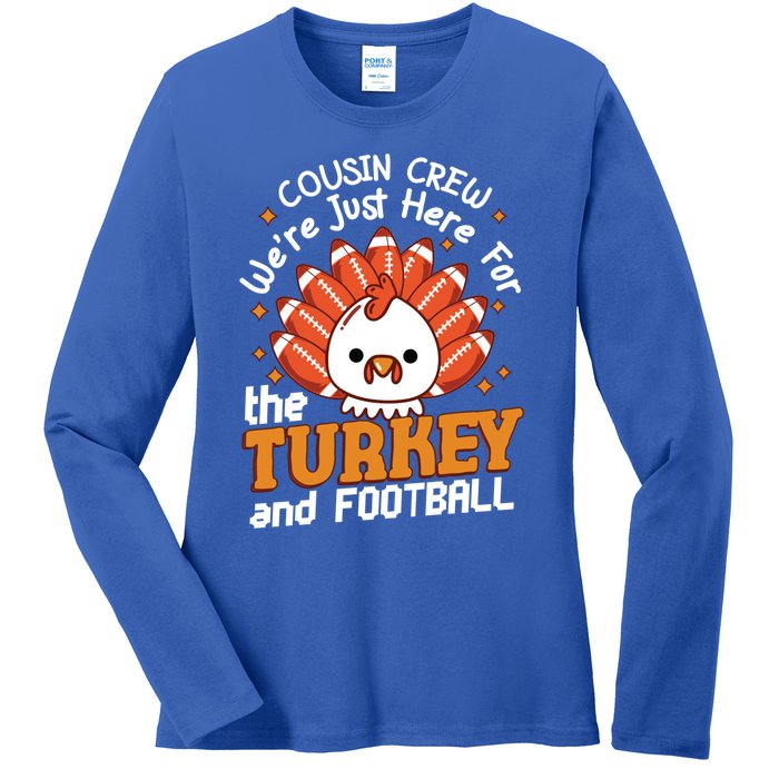 Cousin Crew Cute Turkey Football Feathers Happy Thanksgiving Gift Ladies Long Sleeve Shirt