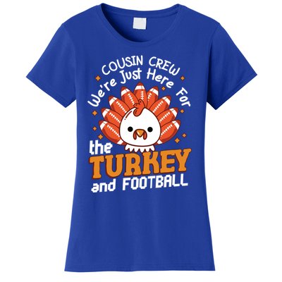 Cousin Crew Cute Turkey Football Feathers Happy Thanksgiving Gift Women's T-Shirt