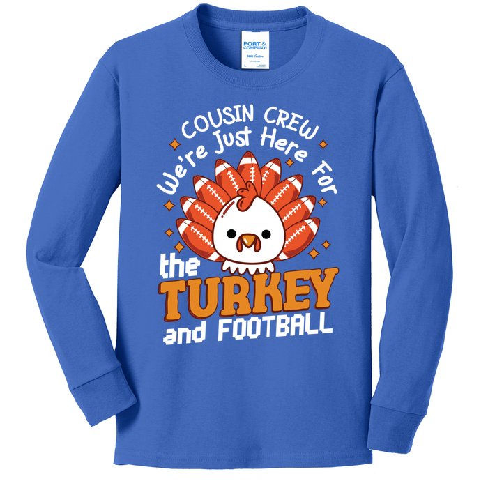 Cousin Crew Cute Turkey Football Feathers Happy Thanksgiving Gift Kids Long Sleeve Shirt