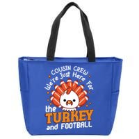 Cousin Crew Cute Turkey Football Feathers Happy Thanksgiving Gift Zip Tote Bag