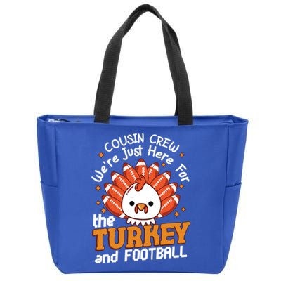 Cousin Crew Cute Turkey Football Feathers Happy Thanksgiving Gift Zip Tote Bag