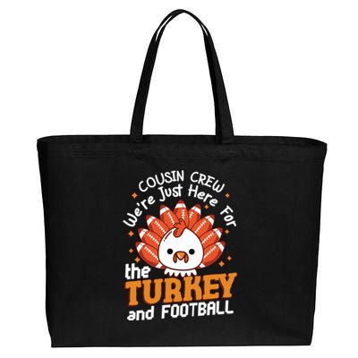 Cousin Crew Cute Turkey Football Feathers Happy Thanksgiving Gift Cotton Canvas Jumbo Tote