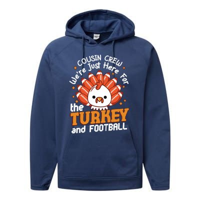 Cousin Crew Cute Turkey Football Feathers Happy Thanksgiving Gift Performance Fleece Hoodie