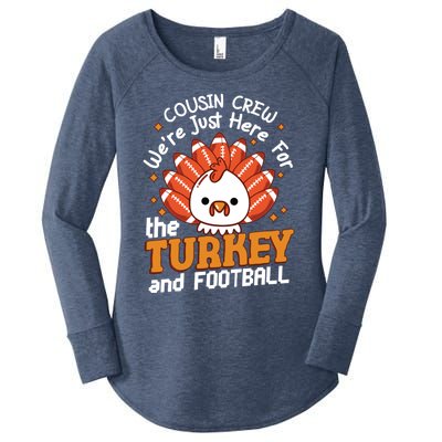 Cousin Crew Cute Turkey Football Feathers Happy Thanksgiving Gift Women's Perfect Tri Tunic Long Sleeve Shirt