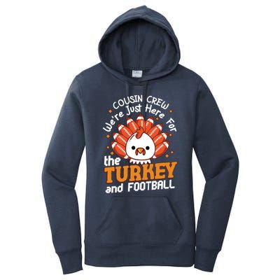 Cousin Crew Cute Turkey Football Feathers Happy Thanksgiving Gift Women's Pullover Hoodie