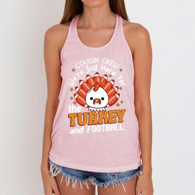 Cousin Crew Cute Turkey Football Feathers Happy Thanksgiving Gift Women's Knotted Racerback Tank