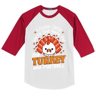 Cousin Crew Cute Turkey Football Feathers Happy Thanksgiving Gift Kids Colorblock Raglan Jersey