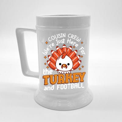 Cousin Crew Cute Turkey Football Feathers Happy Thanksgiving Gift Beer Stein