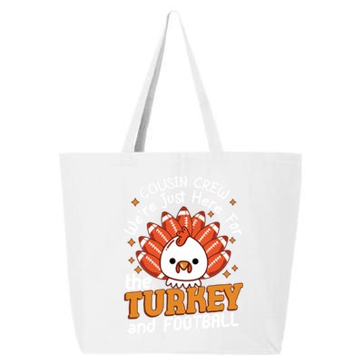 Cousin Crew Cute Turkey Football Feathers Happy Thanksgiving Gift 25L Jumbo Tote