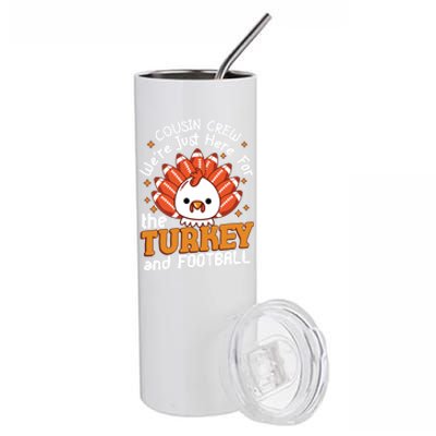 Cousin Crew Cute Turkey Football Feathers Happy Thanksgiving Gift Stainless Steel Tumbler