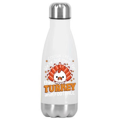 Cousin Crew Cute Turkey Football Feathers Happy Thanksgiving Gift Stainless Steel Insulated Water Bottle