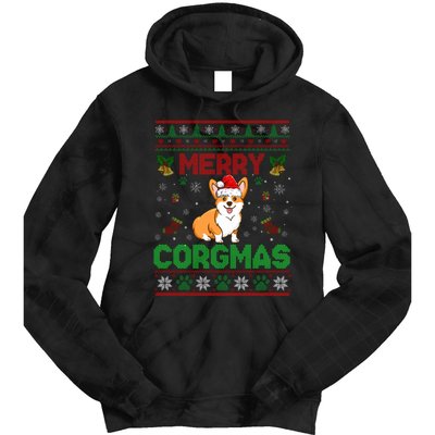 Corgi Christmas Cool Merry Corgmas Xmas Tie Dye Hoodie