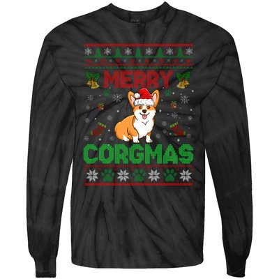 Corgi Christmas Cool Merry Corgmas Xmas Tie-Dye Long Sleeve Shirt