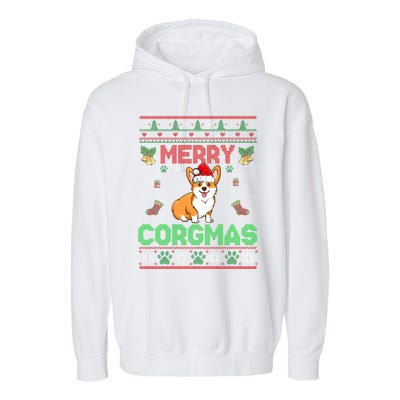 Corgi Christmas Cool Merry Corgmas Xmas Garment-Dyed Fleece Hoodie